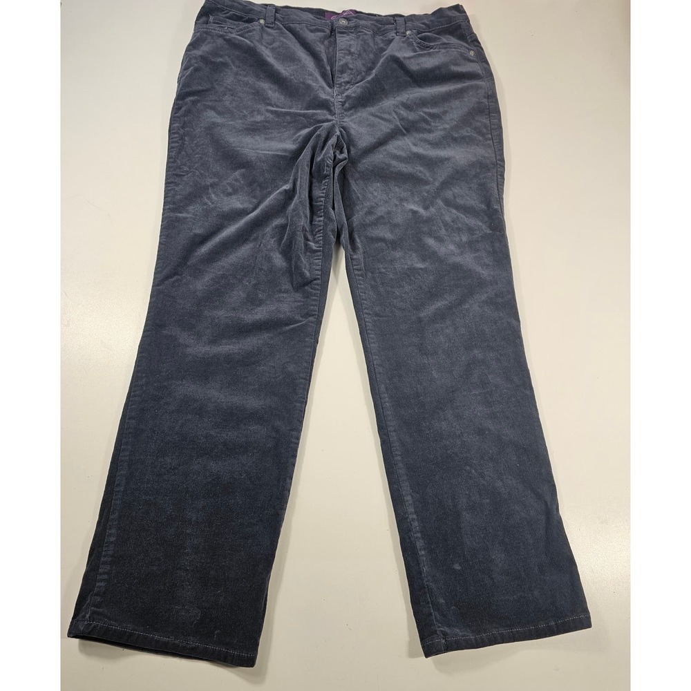 Gloria Vanderbilt size 18W black velour velvet pants career casual